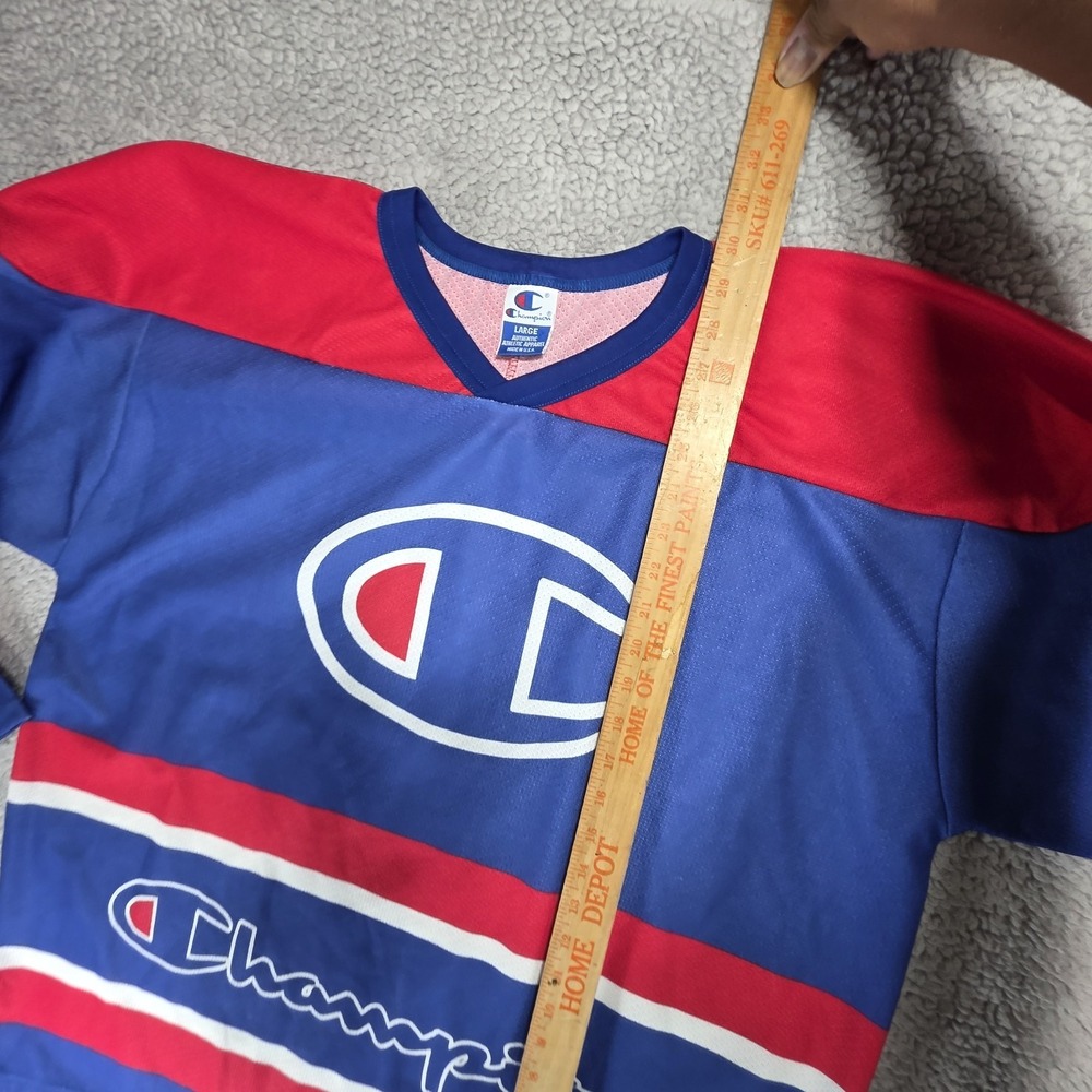 Vintage Champion Big Logo Hockey Jersey 90s Throwback Size Large‎ - Picture 10 of 16